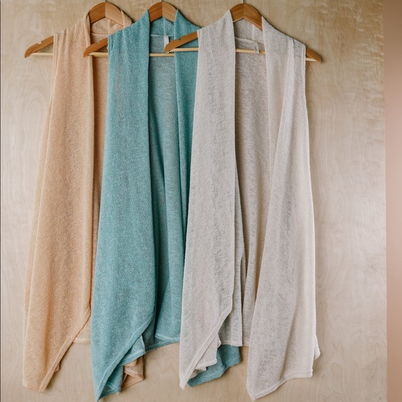 Gauzy Bohemian Cardi Vest in Taupe - Picture 2 of 11